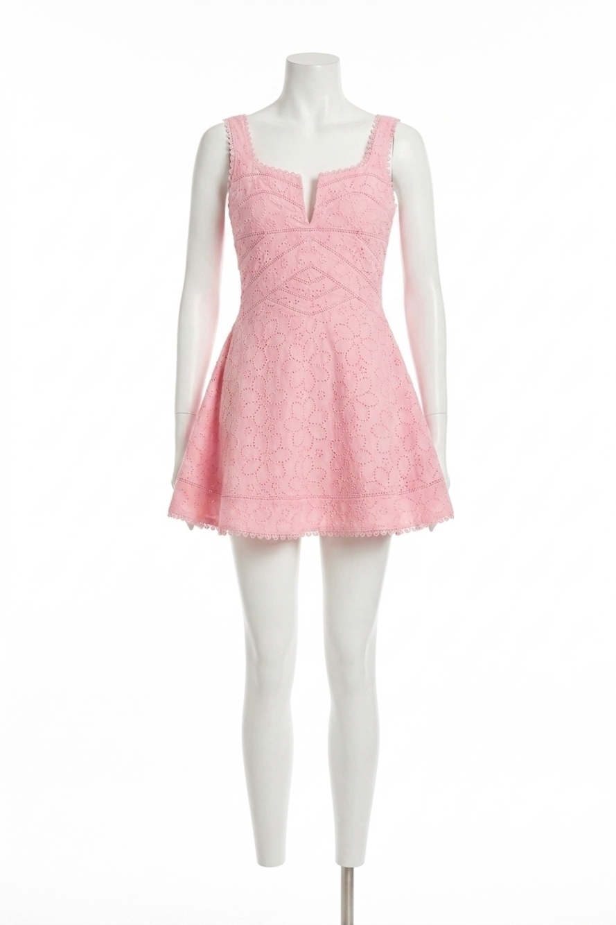 NEW SOFIE THE LABEL elizabeth floral embroidered mini dress in pink